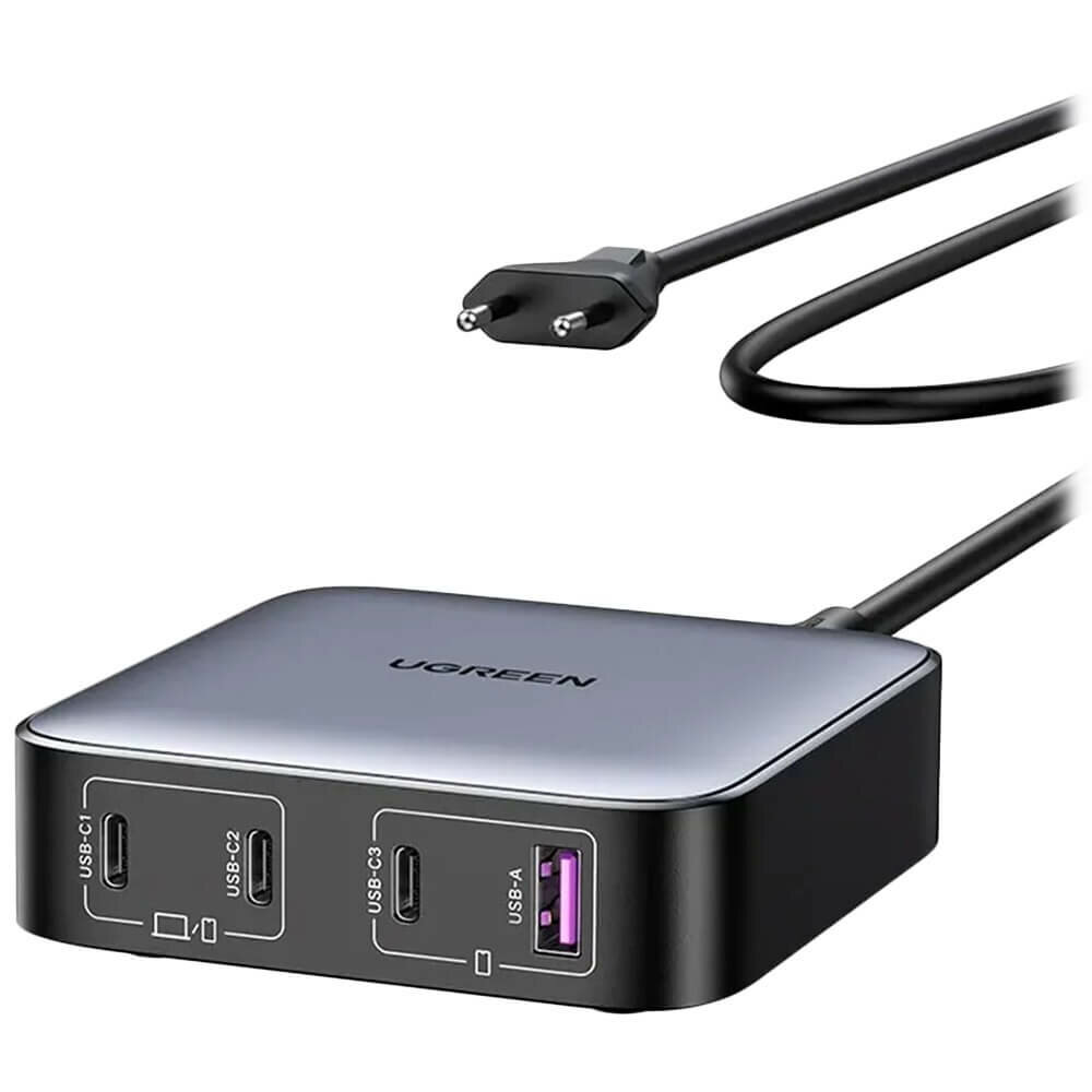 Зарядное устройство UGREEN 90928_ 1*USB-A+3*USB-C, 100W, серый космос - фото №5