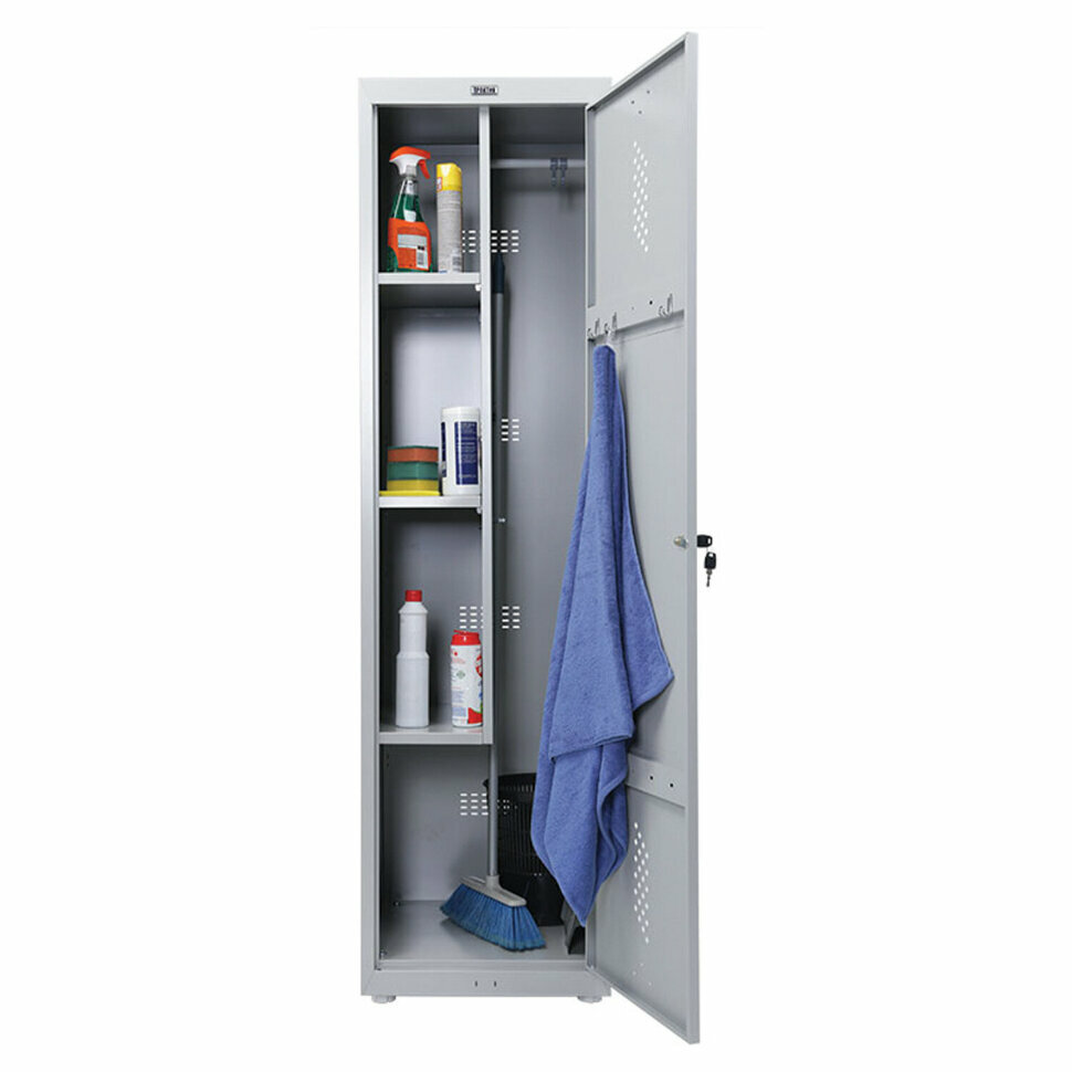 Шкаф металлический для раздевалок ПРАКТИК LS-11-50 для хранения одежды, шкаф локер, 3 полки, с ключевым замком, модульный, ВхШхГ: 1830x500x500 мм - фотография № 15