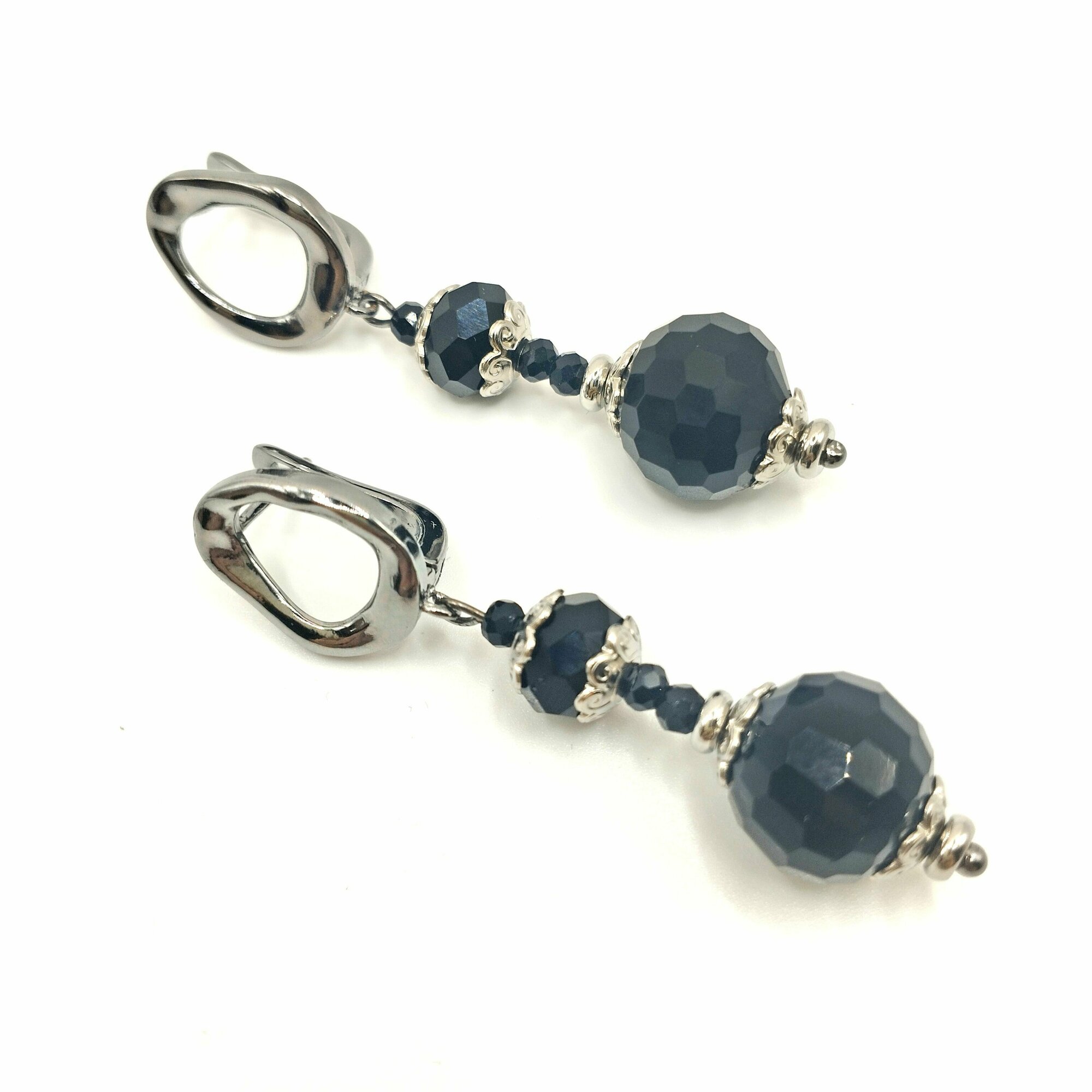 Серьги, хрусталь, агат, кварц, фианит