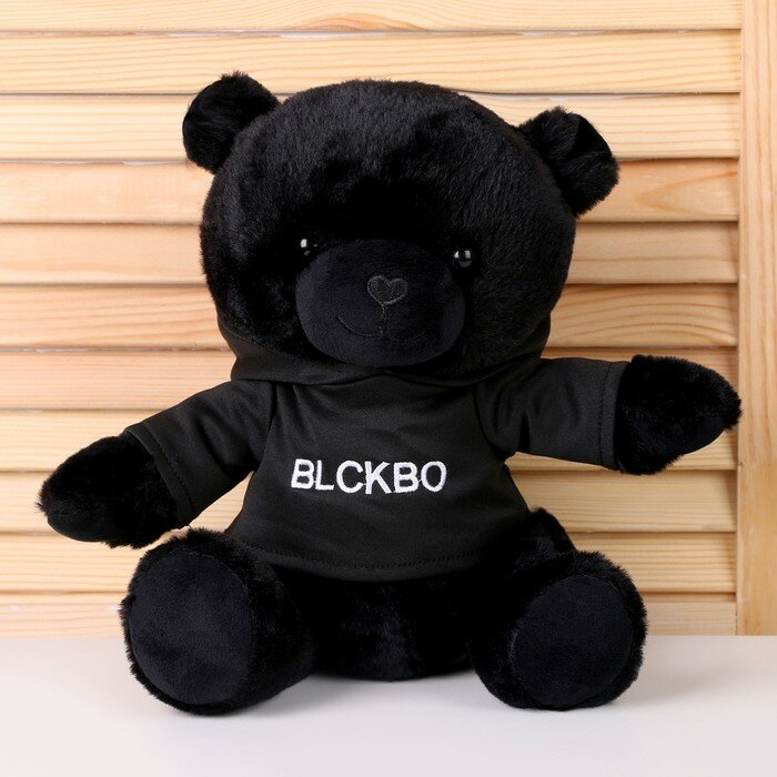 Мягкая игрушка "Черный медведь" в кофте, 26 см