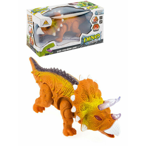 Интерактивная игрушка динозавр Трицератопс на батарейках свет звук движение цвет коричневый интерактивная игрушка динозавр трицератопс 17 см на батарейках свет звук движение 058 8 в коробке