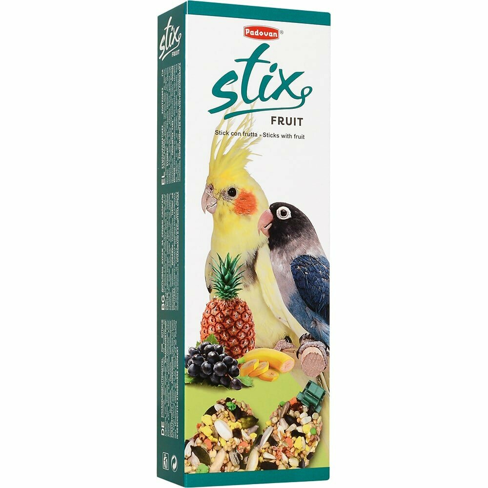 Лакомство для птиц Padovan Stix Fruit для средних попугаев фруктовые , 100 г