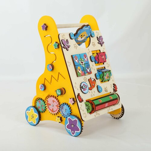 Бизиборд каталка / бизидом на колесах / развивающая игрушка из дерева