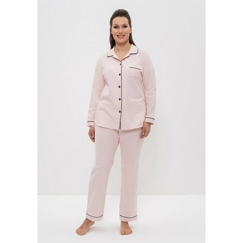 фото Комплект cleo, рубашка, брюки, длинный рукав, размер 50, розовый