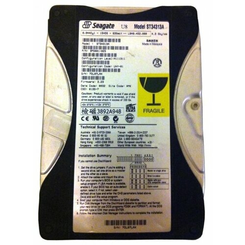 Жесткий диск Seagate ST34313A 43Gb 5400 IDE 35 HDD 543500₽
