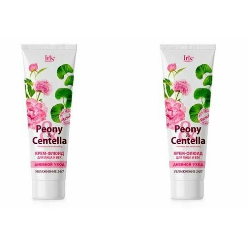 Iris PEONY & CENTELLA Крем-Флюид для лица и век дневной Уход, туба 100мл,2 шт,