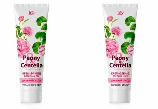 Iris PEONY & CENTELLA Крем-Флюид для лица и век дневной Уход, туба 100мл,2 шт/