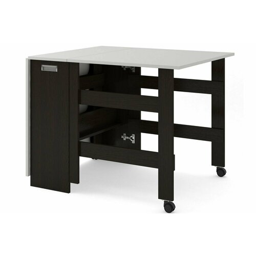 Стол-книжка №1 обеденный, венге цаво/белый гладкий