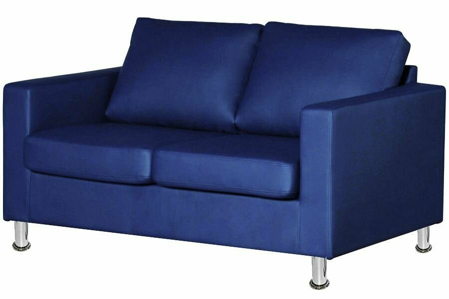фото Диван прямой Ватсон для дома и офиса 130x75х90 синяя экокожа
