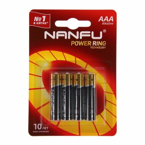 Батарейка алкалиновая Nanfu, AAA, LR03-4BL, 1.5В, блистер, 4 шт. батарейка energizer max aaa lr03 в упаковке 4 шт