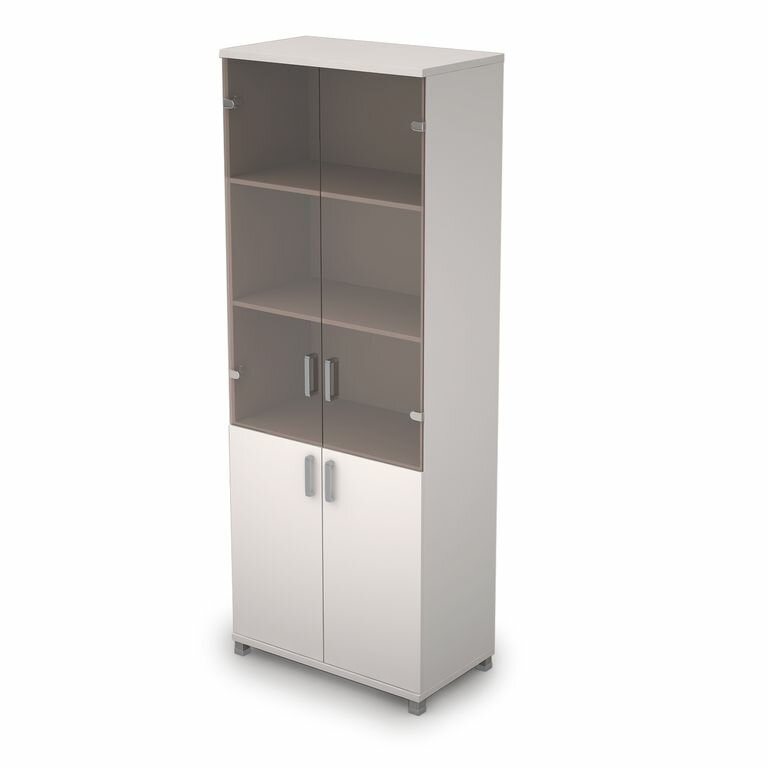 фото Шкаф для документов высокий (2 низкие двери ЛДСП, 2 средние двери стекло ) AVANCE ALSAV 6Ш.005.3 Белый 800х450х2116