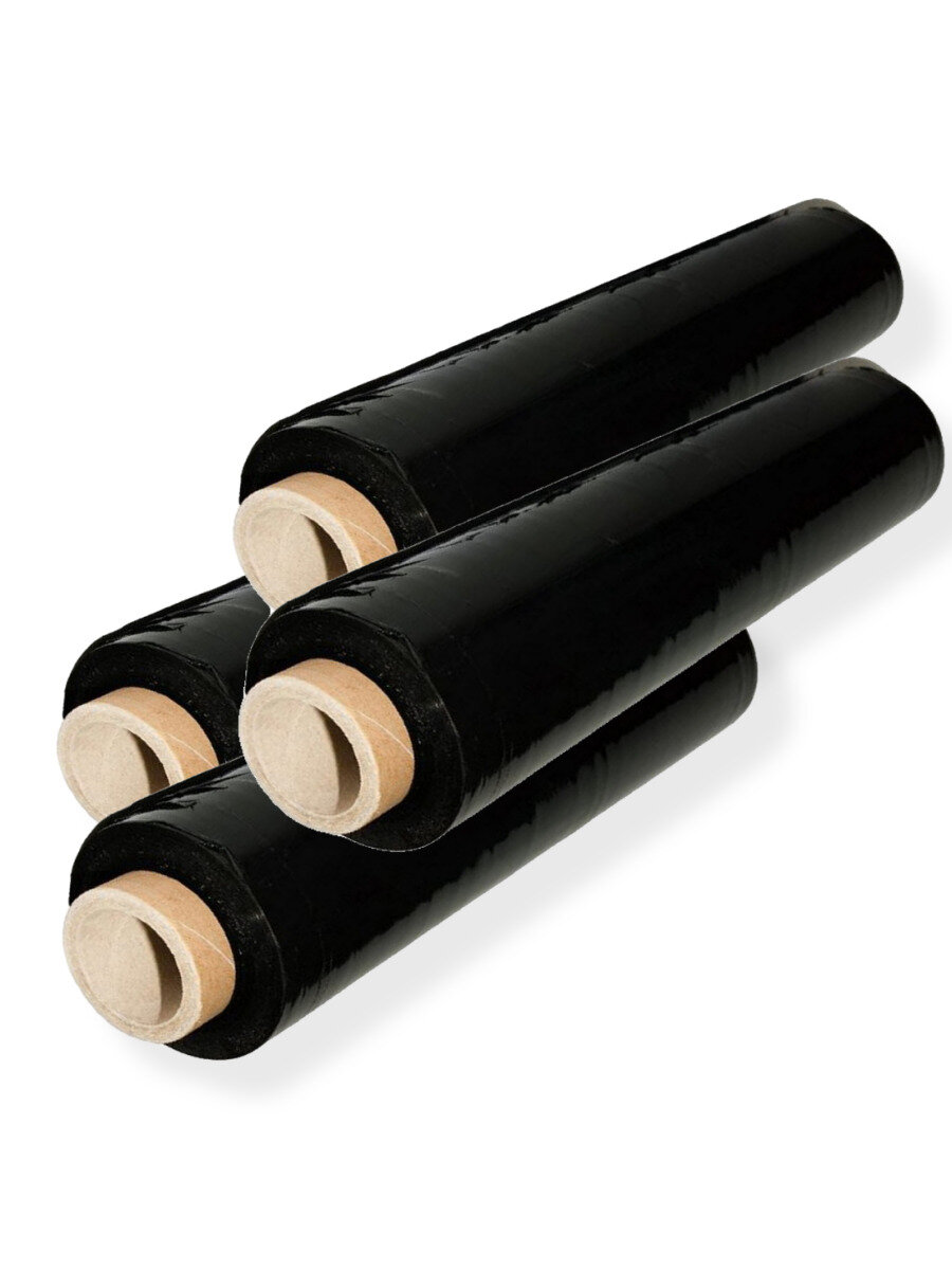 Стрейч плёнка черная 4 штуки, упаковочная, багажная, защитная, 500мм x 300м