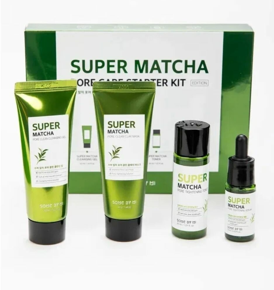Набор: гель, маска, тонер, сыворотка Super matcha pore care starter kit Some By Mi 124мл PERENNEBELL Co., Ltd - фото №20