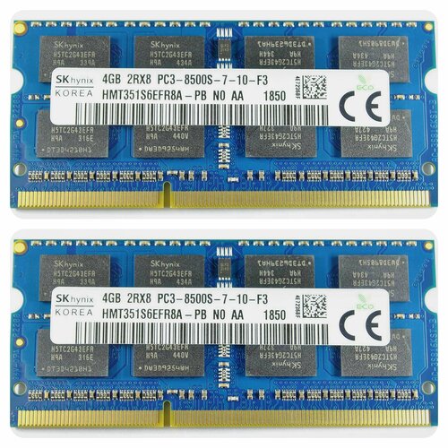 Оперативная память Hynix 4GB PC3-8500S 1066MHz SO-DIMM оперативная память hynix 4 гб 2rx8 pc3 8500s ddr3 1066mhz so dimm