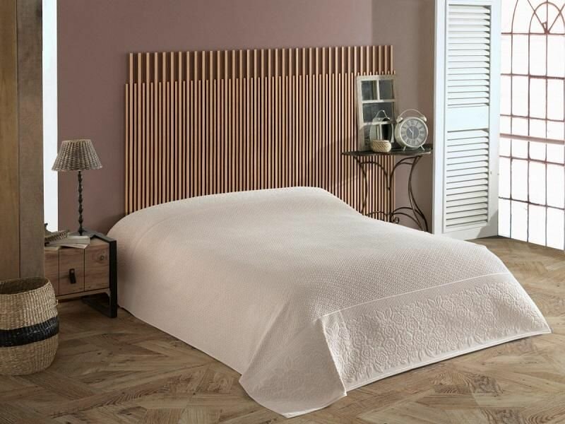 фото Плед из хлопка махровый KARVEN P958 ROSE V2 светло-бежевый 160х220