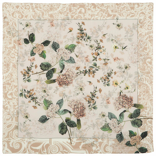 фото Платок павловопосадская платочная мануфактура,89х89 см, белый, зеленый