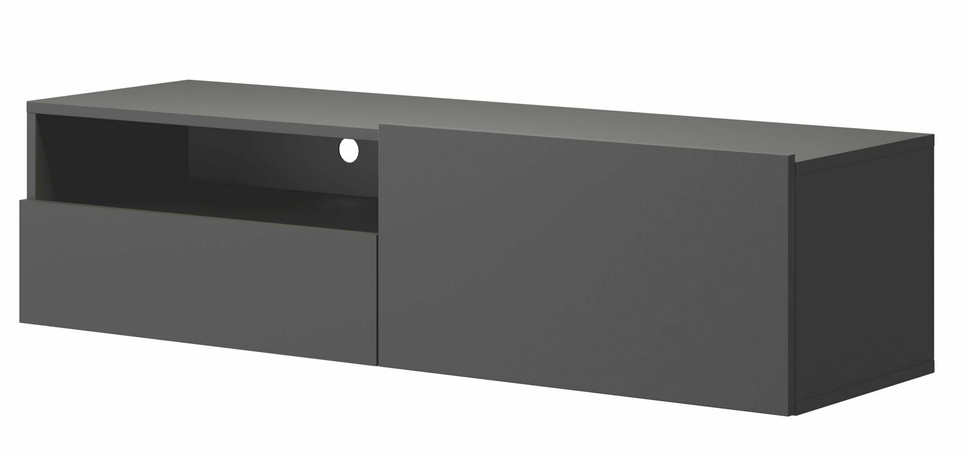 фото Тумба под телевизор, тв тумба, шкаф навесной PLANO T-1, Серый Графит, 120 х 31 х 36,6 (ШхВхГ)