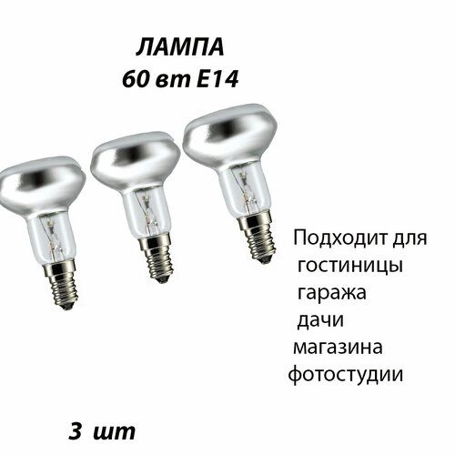Лампа R50 230-60 E14 3 шт для гаража, кладовки, гостиницы, для дачи дома магазина, музея для светильников в навесных потолках