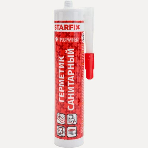 Изображение товара Герметик силиконовый STARFIX Sanitary Silicone бесцветный 300 мл (SM-57867)
