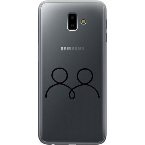 Силиконовый чехол на Samsung Galaxy J6+ (2018), Самсунг Джей 6 плюс с 3D принтом Couple Lines прозрачный