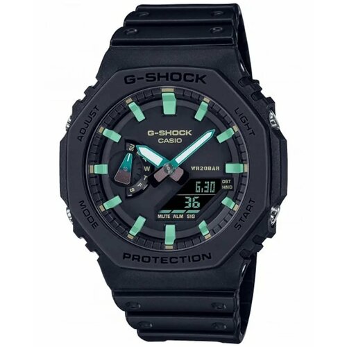 Наручные часы CASIO G-Shock GA-2100RC-1A, черный, бирюзовый