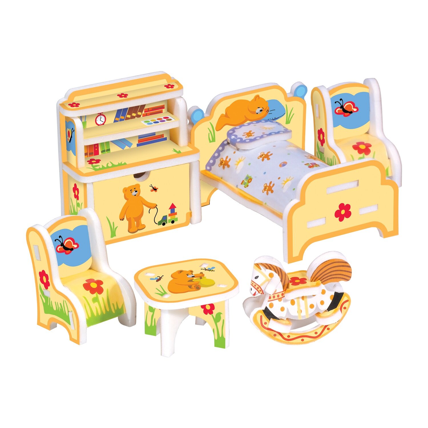 Пазл Умная Бумага "Детская мебель", объемный, сборная игрушка, картон, изолон, мини