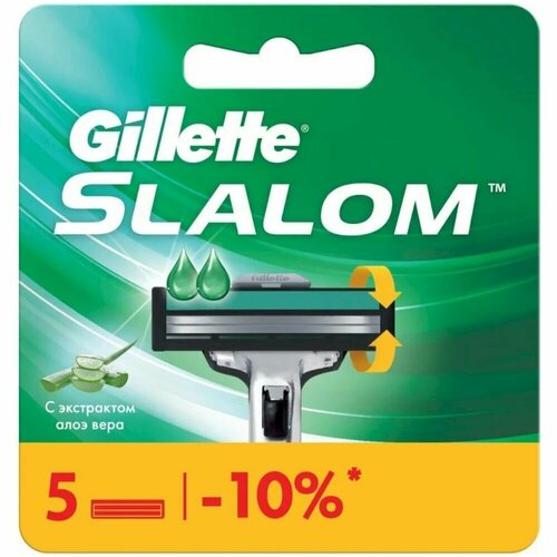 Gillette Сменные кассеты Slalom, 5 шт. сменные кассеты для бритья gillette slalom 5 штук