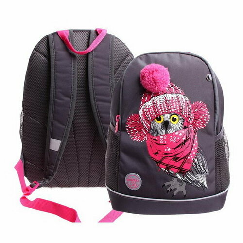 Рюкзак школьный, 38 x 28 x 18 см, 363, эргономичная спинка, тёмно-серый/розовый RG-363-10 1