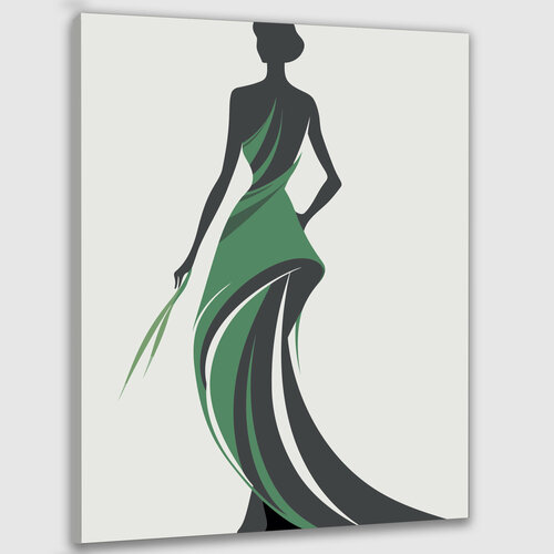 Картина по номерам 50х40 Женщина в зеленом платье