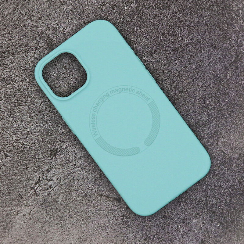 Чехол-накладка для iPhone 15, Silicon Case, магнитный (MagSafe), без лого, X-CASE, бирюзовый — фото 1