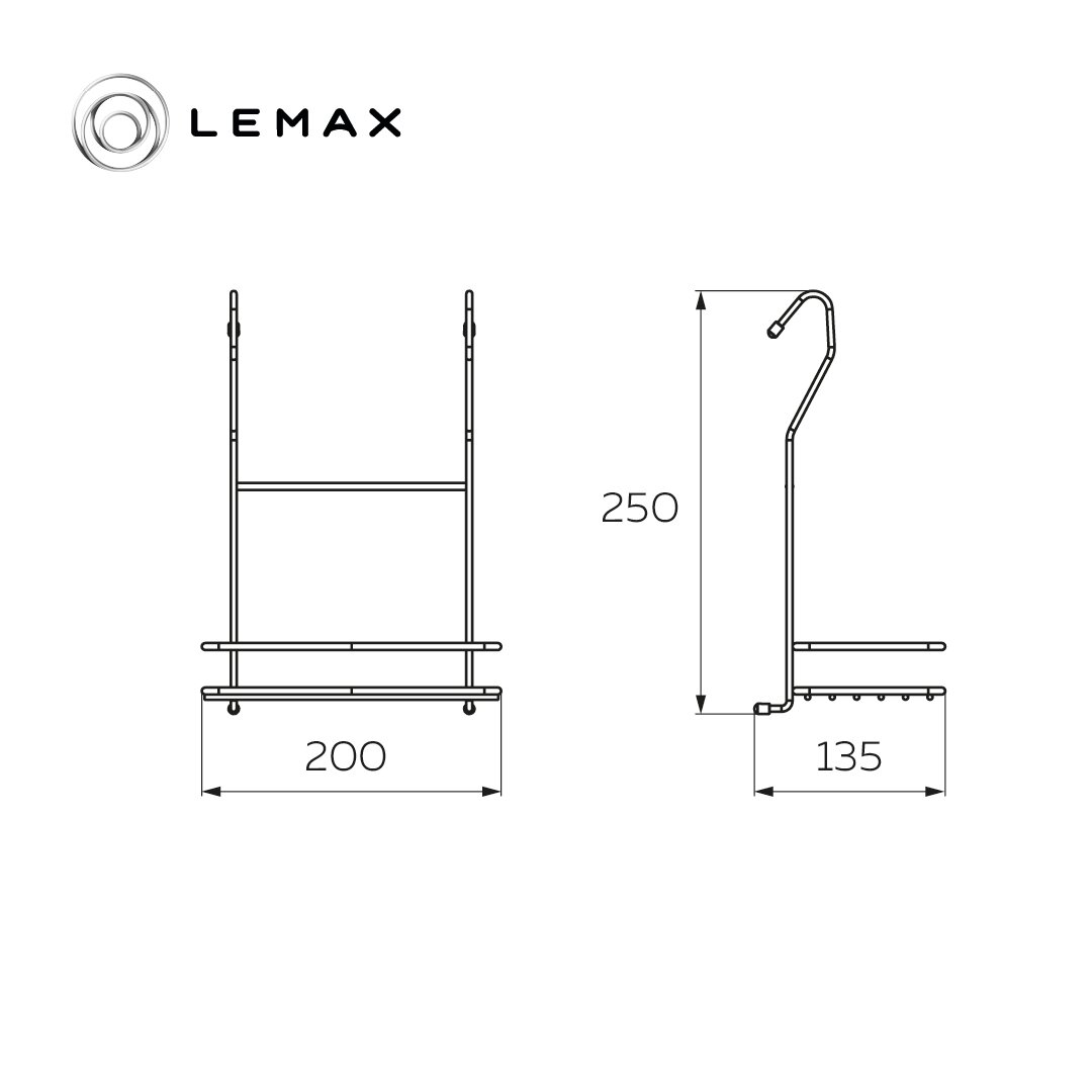 Полка кухонная "Lemax", навесная, на рейлинг, цвет: хром, 20 х 13,5 х 25 см