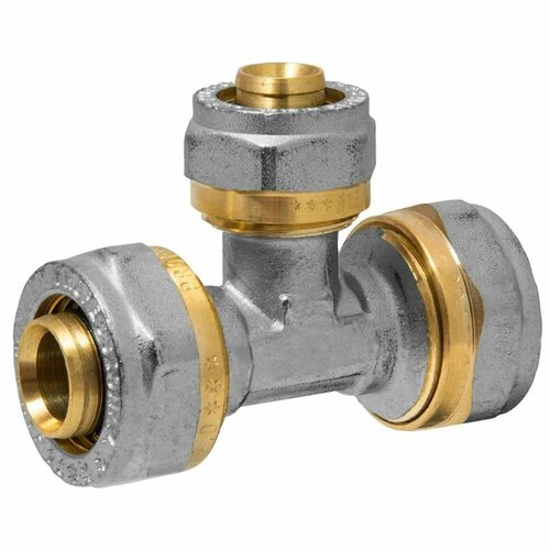 Тройник обжимной латунный RVC 20 х 16 х 20 мм ццц для металлопластиковых труб 480₽