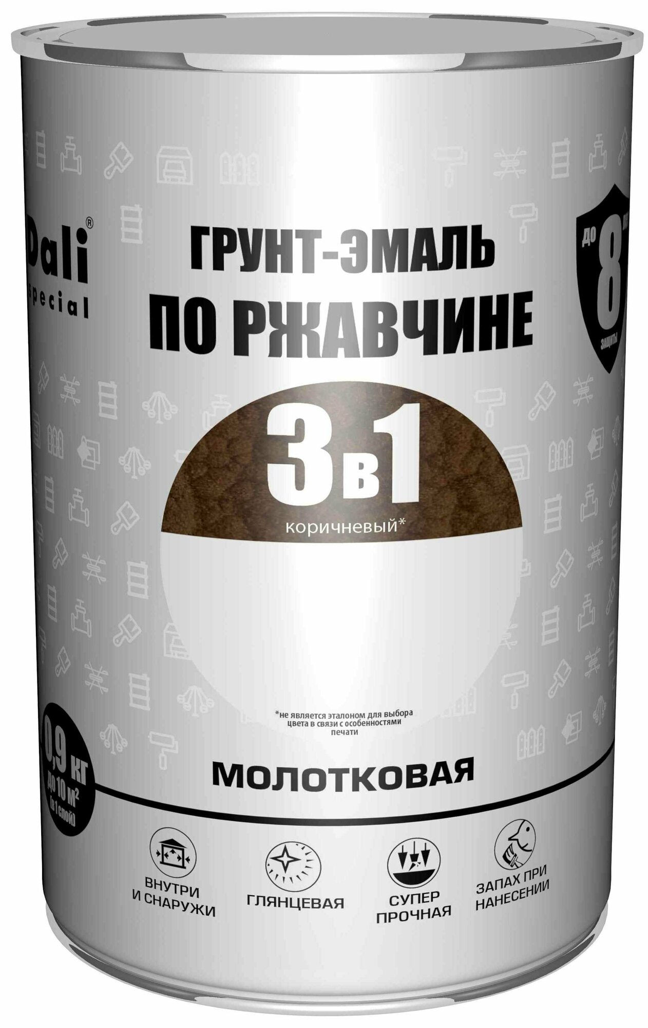 фото Грунт-эмаль по ржавчине 3 в 1 Dali Special молотковая цвет коричневый 0.9 кг