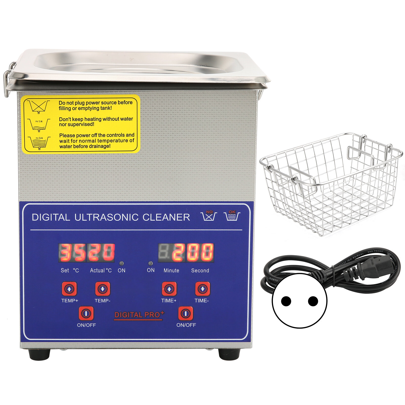 Digital Ultrasonic Cleaner Stainless Steel Heater Timer Industrial Supplies PS‑08A