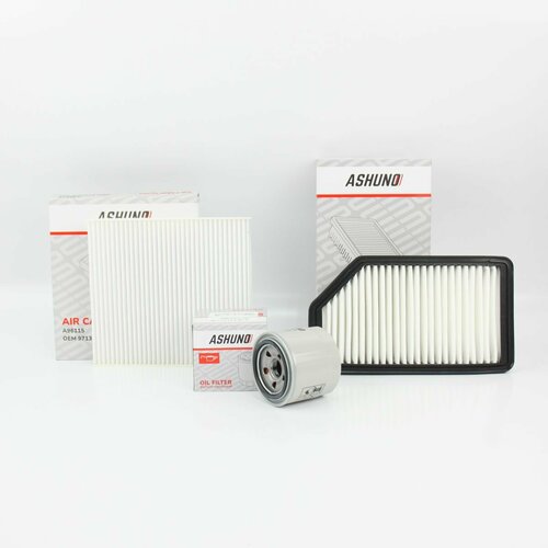 Комплект фильтров ASHUNO на Hyundai Solaris 2 KIA RIO 4 с 2017 по 2023 год c двигателем 16 123 л с Набор для ТО RIO SOLARIS 2630035505 28113H8100 97133D1000 A90109 A95114 A96115 1759₽