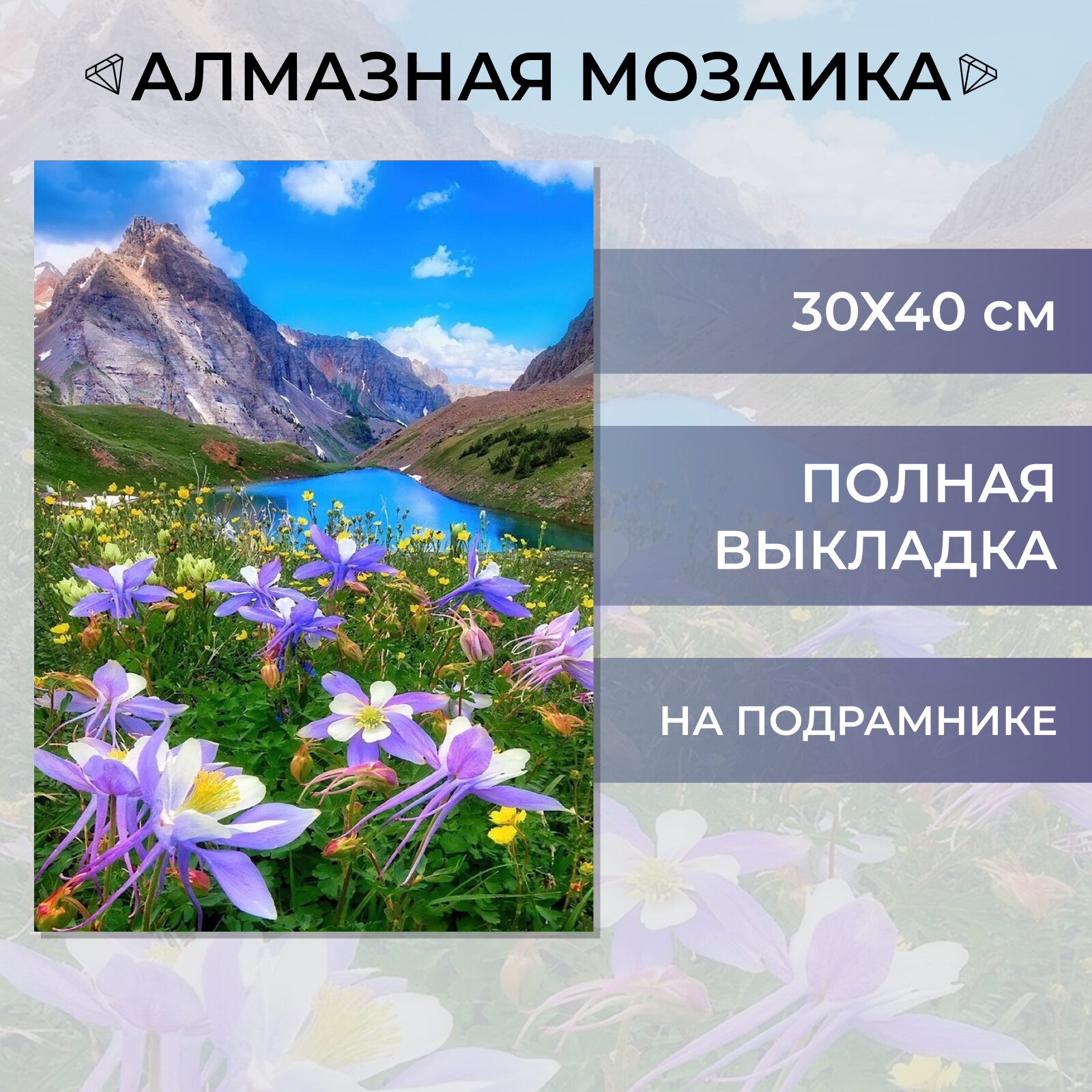 Алмазная мозаика на подрамнике Живопись Вышивка Картина стразами 30х40 см, Пейзаж Альпы и горы, полная выкладка