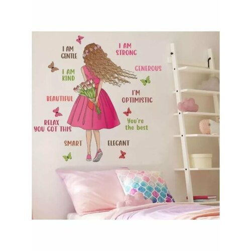 Наклейка интерьерная Девушка с тюльпанами 30х90 см 632₽