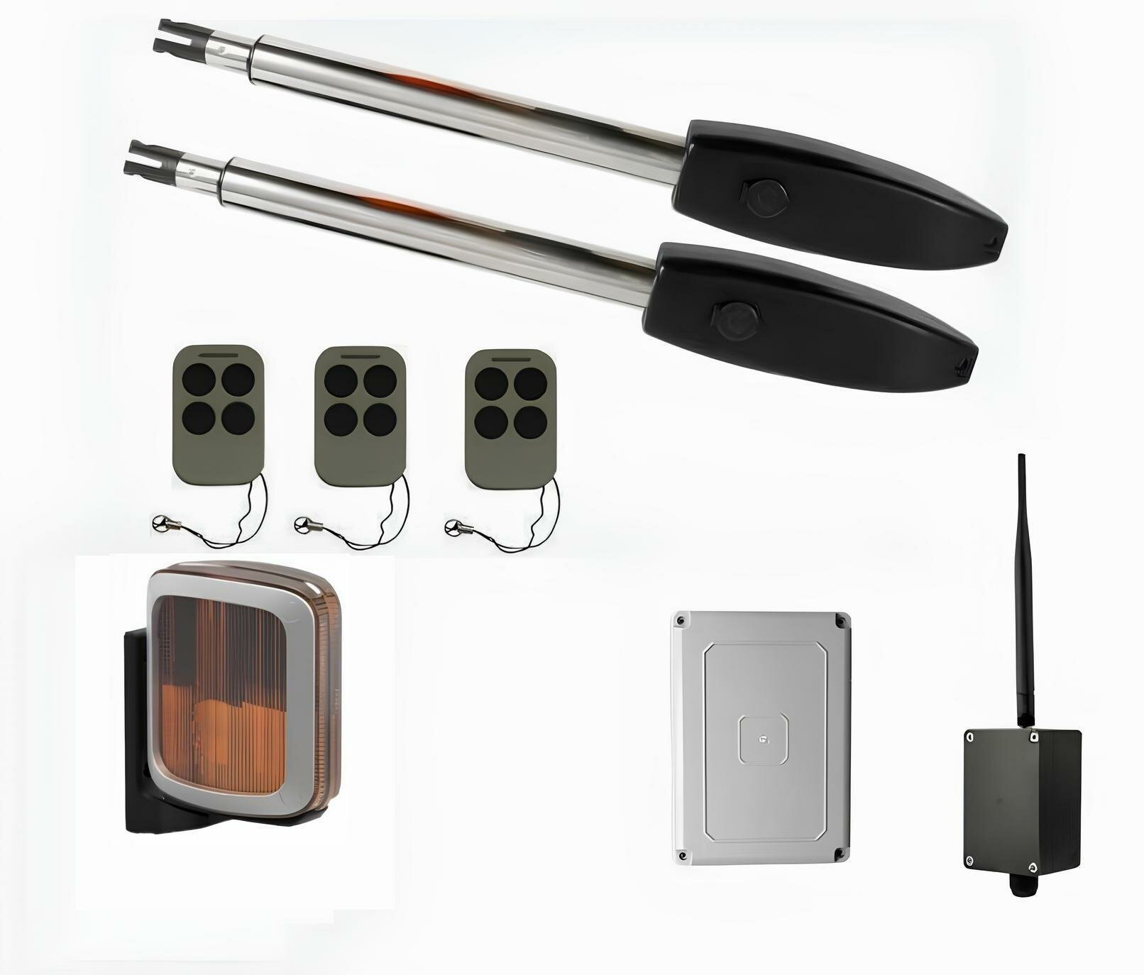 фото Автоматика для распашных ворот корн KSW-2500L-T3-2K-BT, комплект: 2 привода, блок управления, 3 пульта, лампа, Bluetooth-модуль