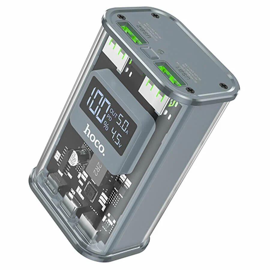 Портативное зарядное устройство Hoco J105 Crystal 22.5W, 10000mAh, серое
