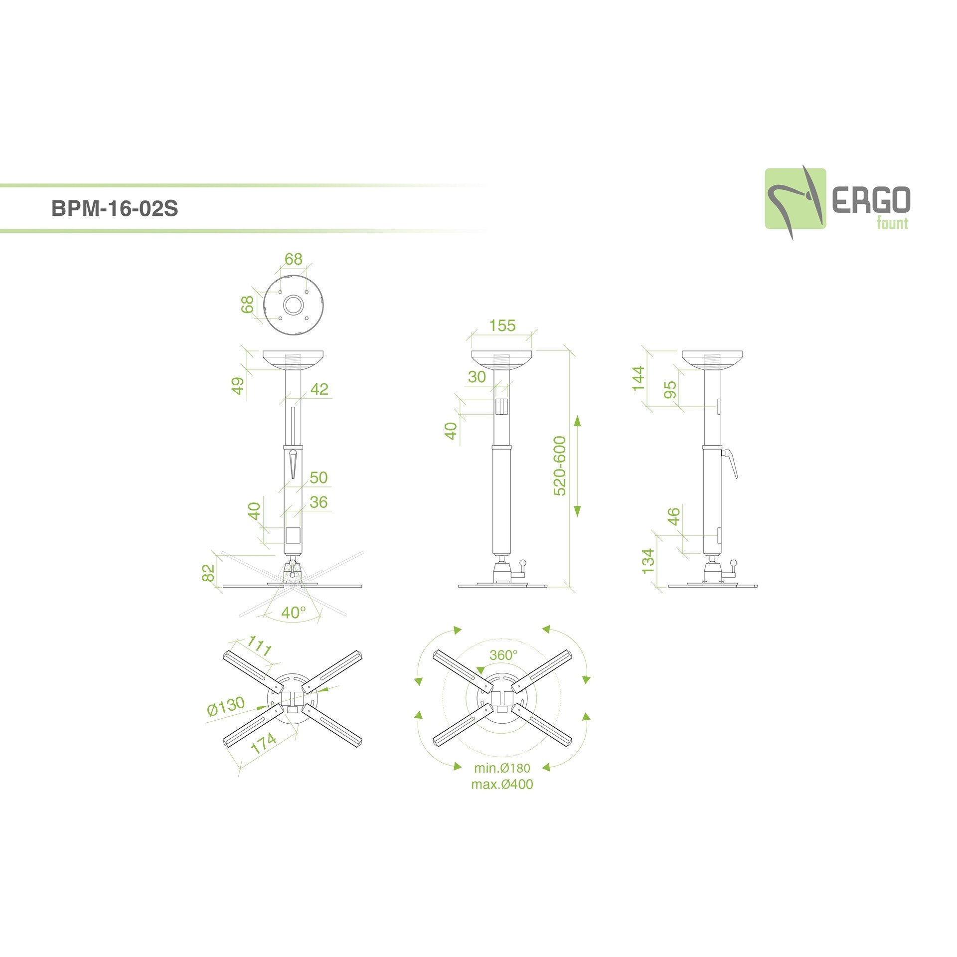 Кронштейн для проектора ErgoFount BPM-16-02S B — фото 1