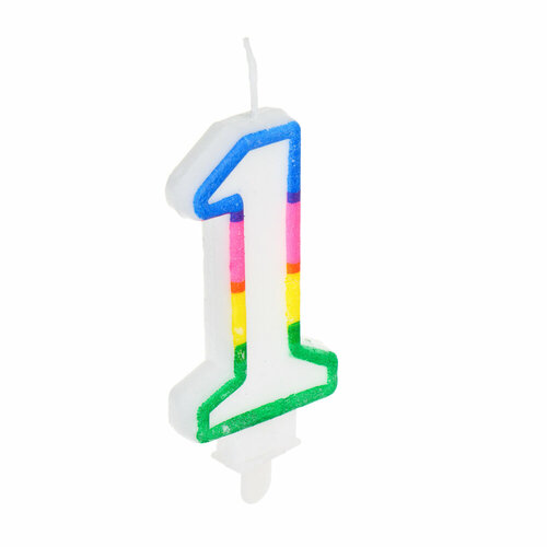 Капитан Весельчак Свеча для торта в форме цифры, с подставкой (1), парафин, PP, 24 штуки