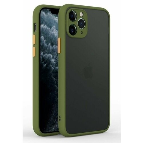 Накладка пластиковая матовая для Apple iPhone 13 Pro с силиконовой окантовкой хаки