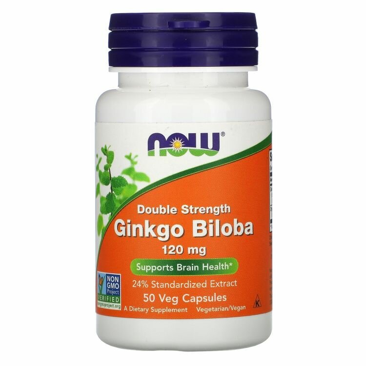 Картинки Now Foods, Ginkgo Biloba, Double Strength, 120 mg, 50 Veg Capsules