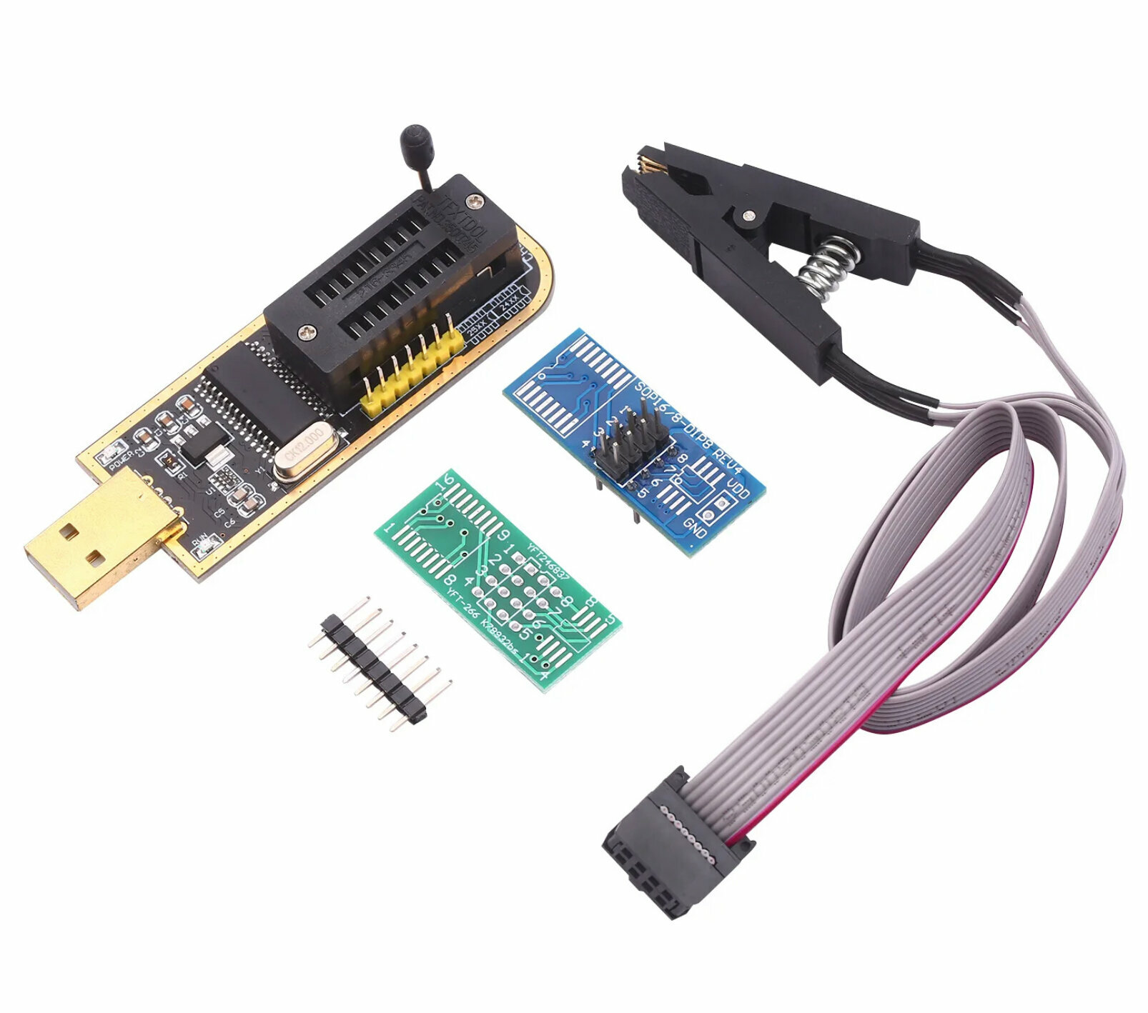 Программатор EEPROM для BIOS на CH341 c зажимом для программирования SOIC8 SOP8 для EEPROM 93CXX (с прищепкой)