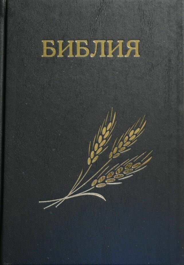 Библия каноническая 076 формат. Дизайн "колос", надпись "Библия", черная, золотой обрез, твердый переплет, параллельные места, крупный шрифт, синодальный перевод /240х175/