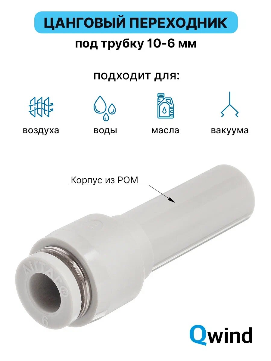 Фитинг прямой переходной Airtac PGJ 10-6 мм пневмофитинг 1 шт