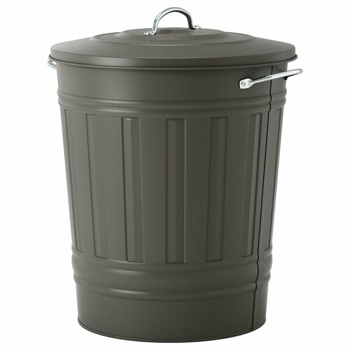 фото Металлическая корзина с крышкой, серый knodd ikea 903.153.12 - 40 l икеа