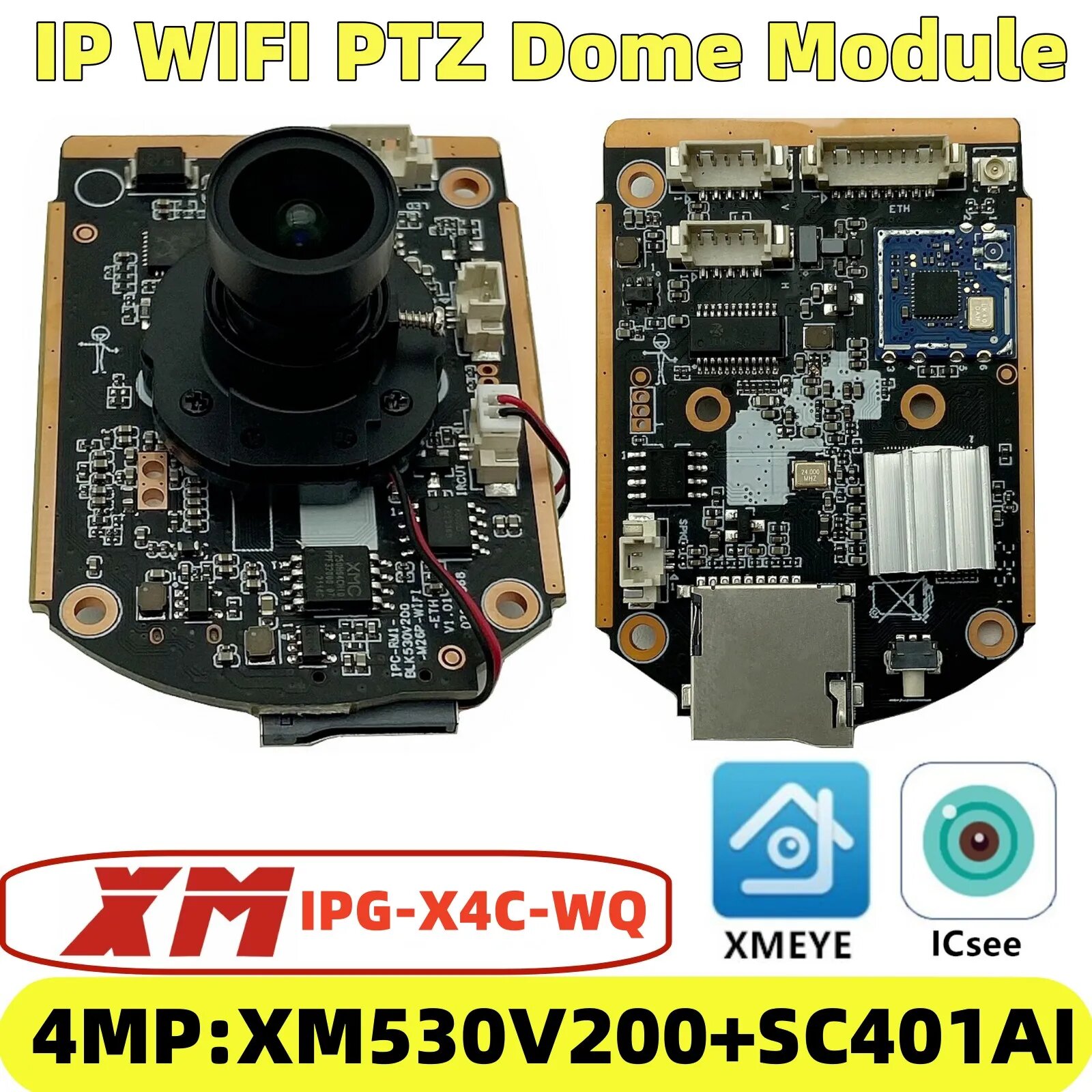 WIFI AP IPG-X4C-WQ 4MP XM Плата модуля IP-камеры IRC M12 Объектив XM530 + SC401AI 2560*1440 ICsee XMEye Onvif для купольного двигателя IP PTZ, Only Module, Нет Объектив