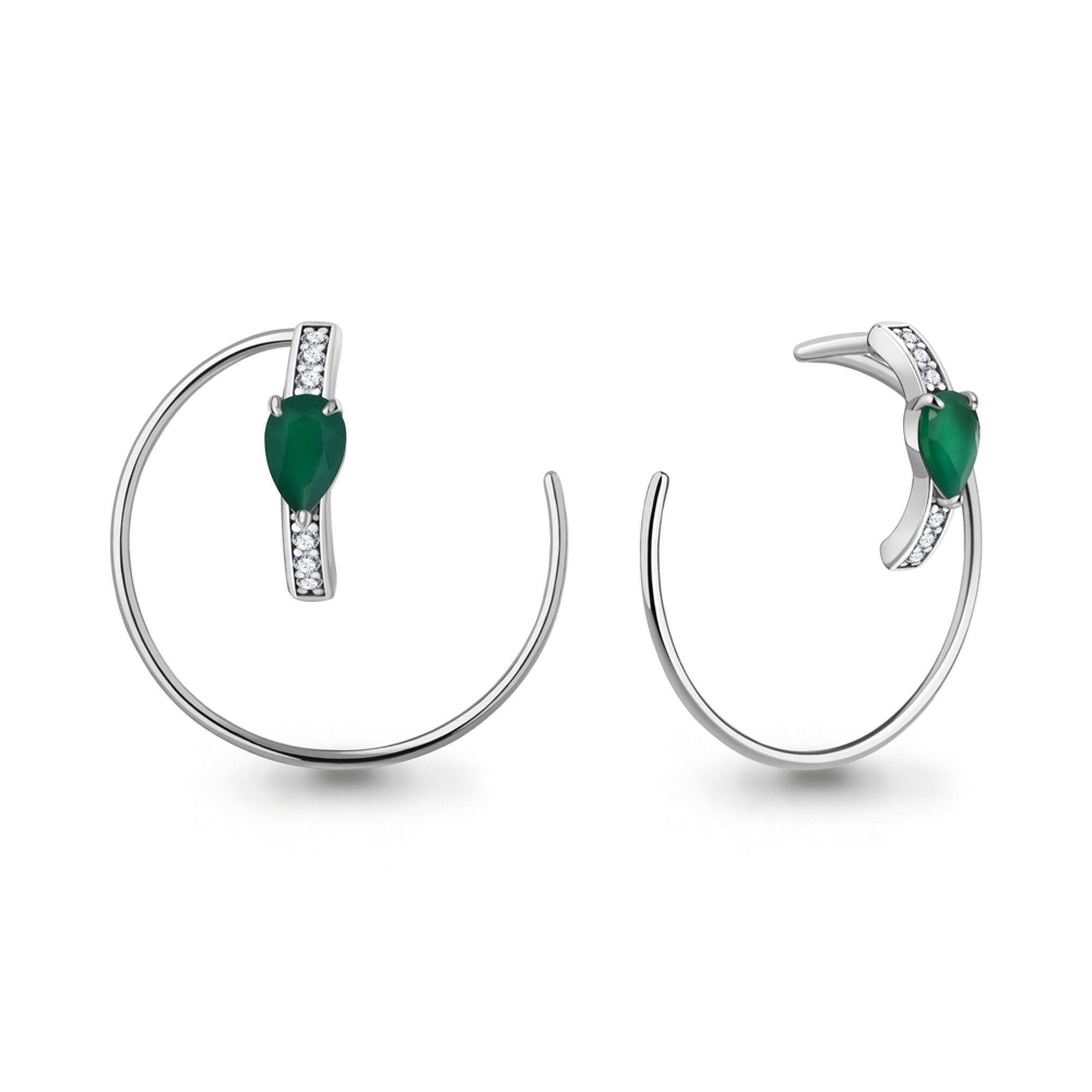 Серьги Diamant online, серебро, 925 проба, родирование, агат, фианит, длина 2.2 см, , бирюзовый