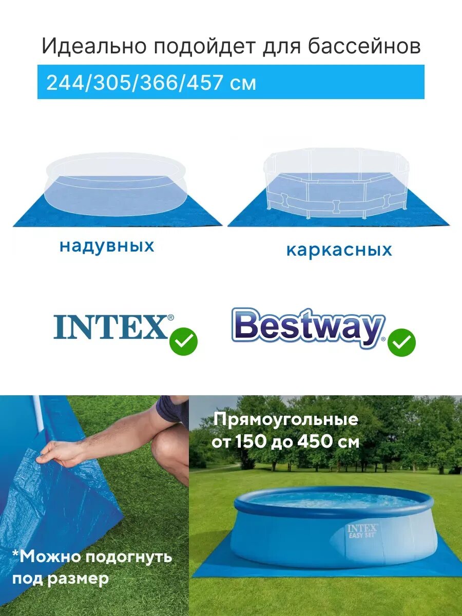 Фото Подстилка для бассейна подложка настил под 244 305 366 457см